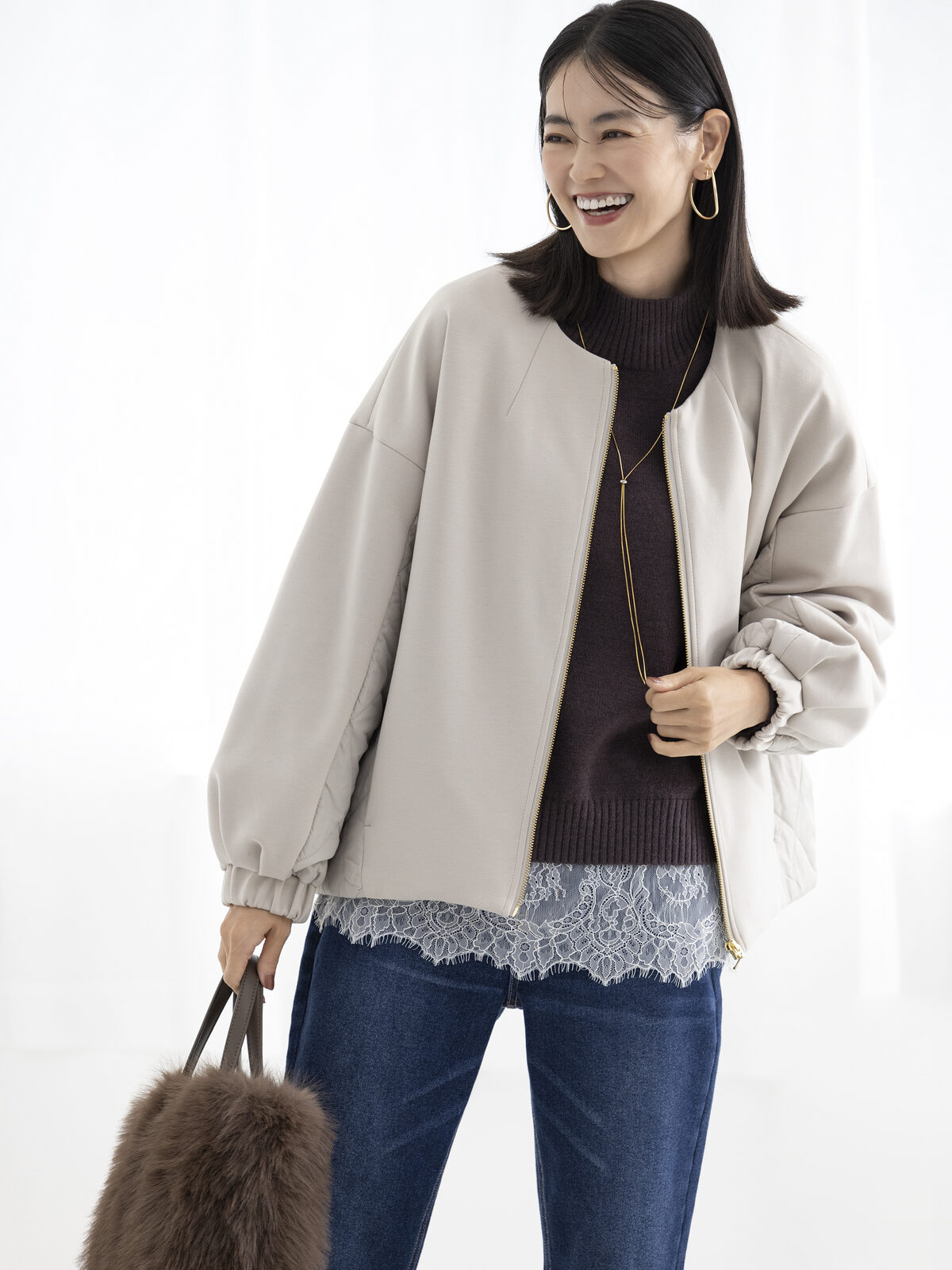 LOOK 06 この秋、 一枚は欲しいキルトコート。